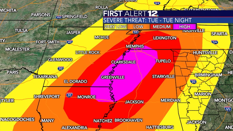 There is a substantial risk of severe weather Tuesday and Tuesday night across parts of the...