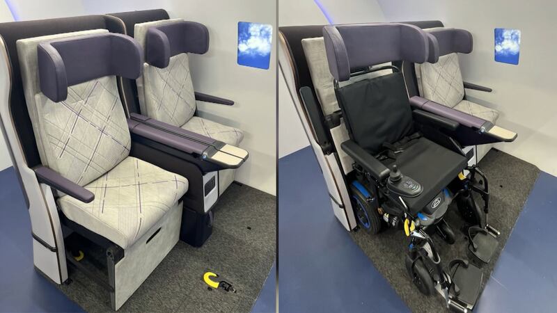 The new accommodating seat works by folding up and allowing a wheelchair to dock into place,...