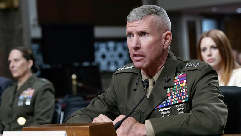 FILE - Marine Gen. Eric Smith, testifies during the Senate Armed Services hearing on his...