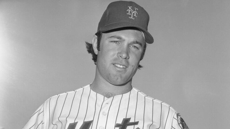 New York Mets' catcher John Stearns is shown at spring training camp in St. Petersburg, Fla.,...