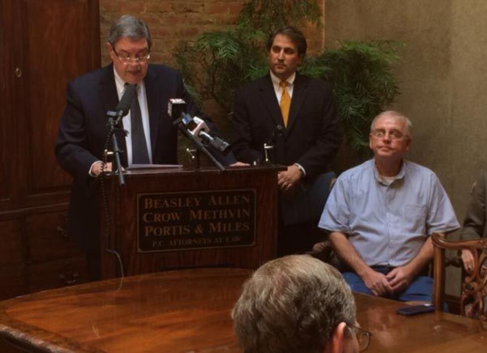 Jere Beasley of the Beasley Allen Law Firm holds a news conference Monday to announce a...