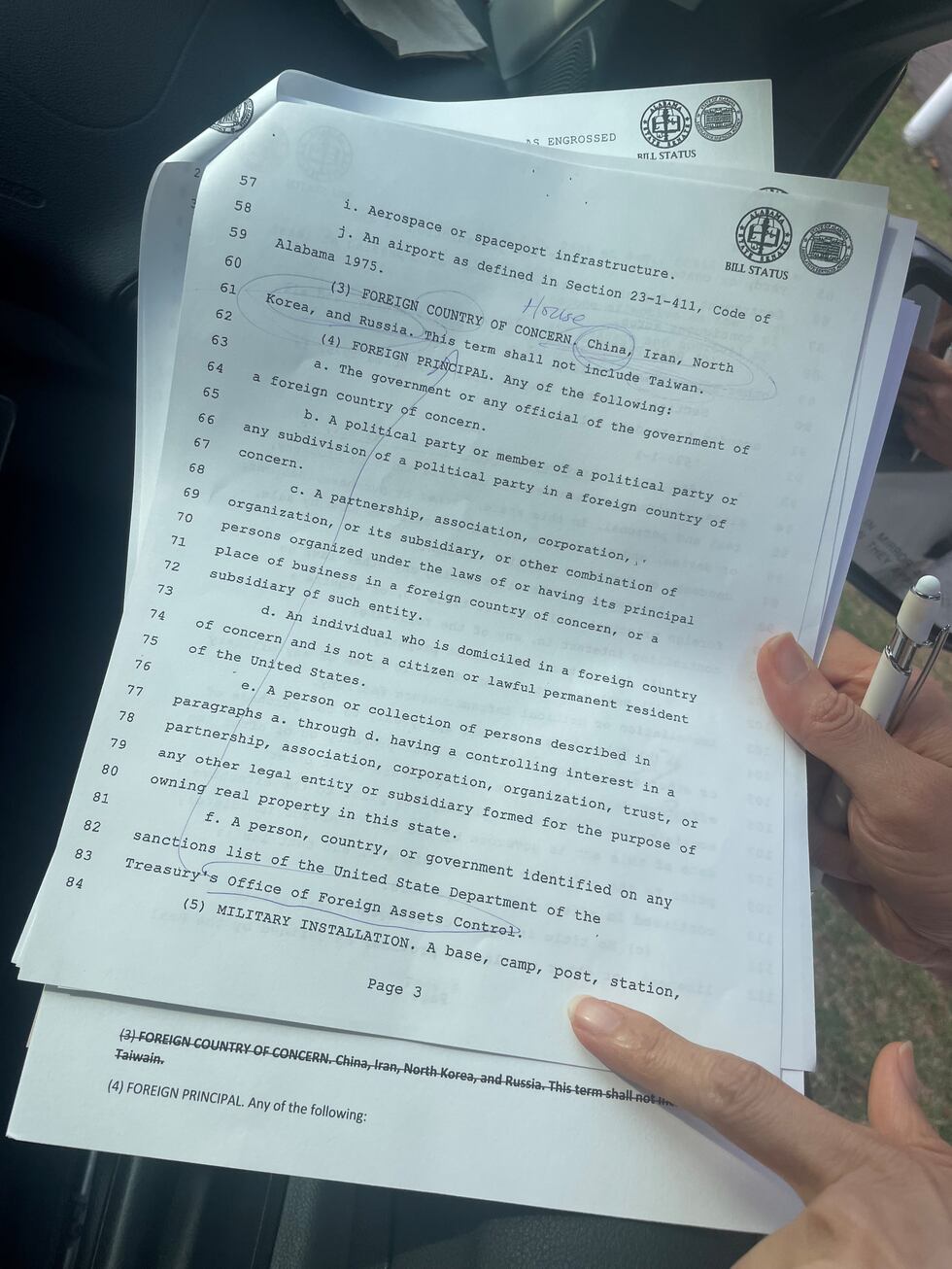 Passage from Alabama House Bill 379, titled the “Alabama Property Protection Act.”