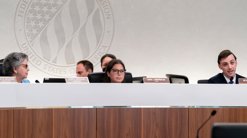 Chair of the Federal Election Commission Dara Lindenbaum, center, listens during a Federal...