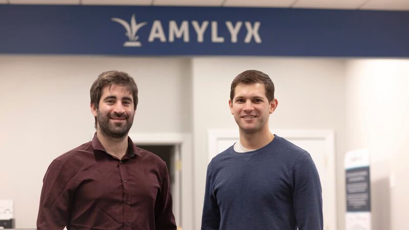 This 2018 photo provided by Amylyx shows the company's co-founders Joshua Cohen, left, and...