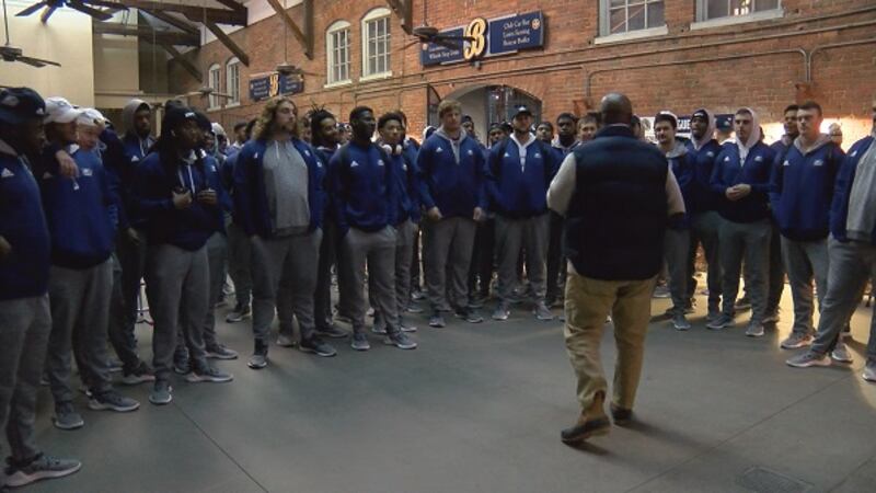 The Georgia Southern football team enjoyed dinner, courtesy of the Montgomery Area Chamber of...