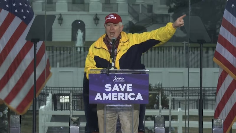 Mo Brooks speaking at a pro-Trump rally hours before riot at the capitol.