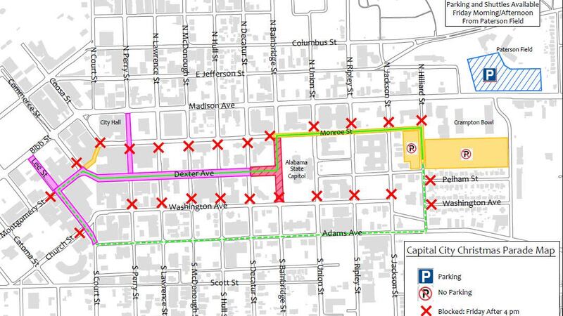 2015 Montgomery Capital Christmas Parade details, road closures