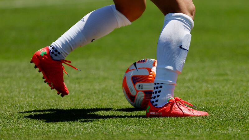A United States women's national team member takes a shot during a FIFA Women's World Cup...