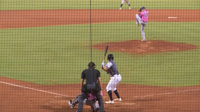 The Biscuits and the Blue Wahoos were suspended due to rain on Saturday night at Riverwalk...