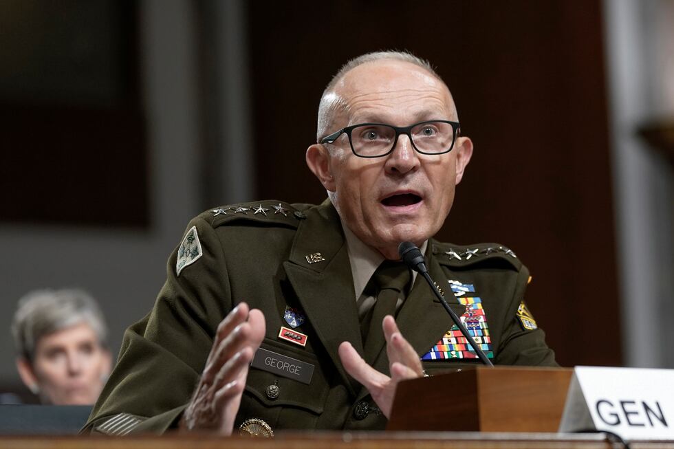 FILE - Army Lt. Gen. Randy George testifies during the Senate Armed Services Committee hearing...