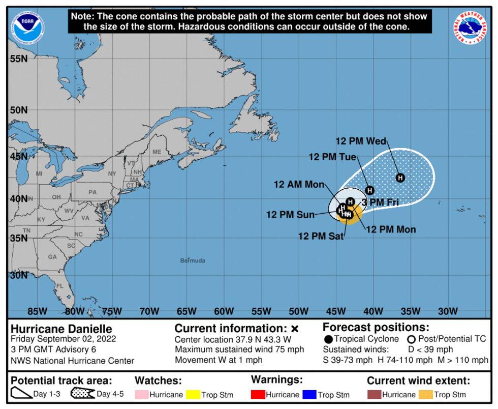 The National Hurricane Center reported Friday Tropical Storm Danielle has strengthened into a...