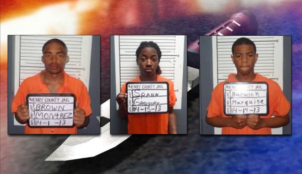 L-R Montez Brown, Gregory Spann, Marquise Barwick (Source: Henry Co. Sheriff's Dept.)