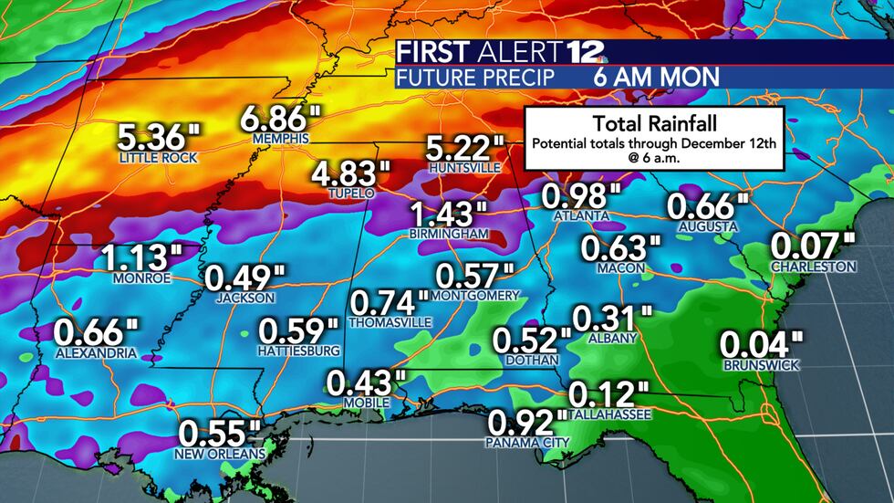 Total rain will be very impressive to our north over the next 10 days.