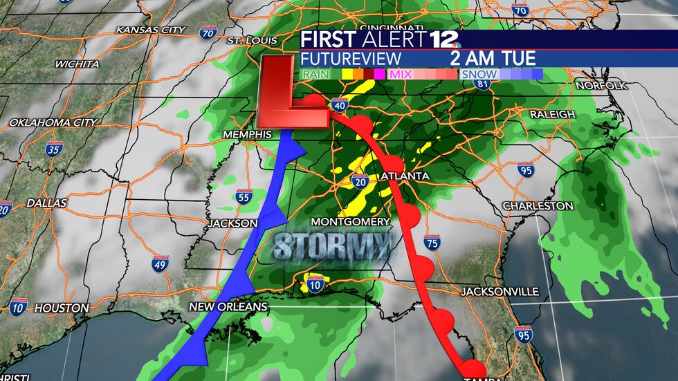 Rain and storms are likely early next week as a strong system passes through.