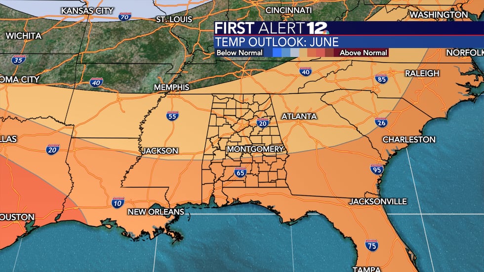 Above average temperatures are favored in June.