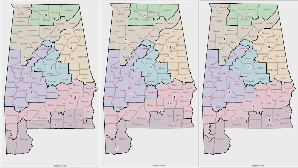 Proposals for Alabama's congressional map, as submitted by Special Master Richard Allen, which...