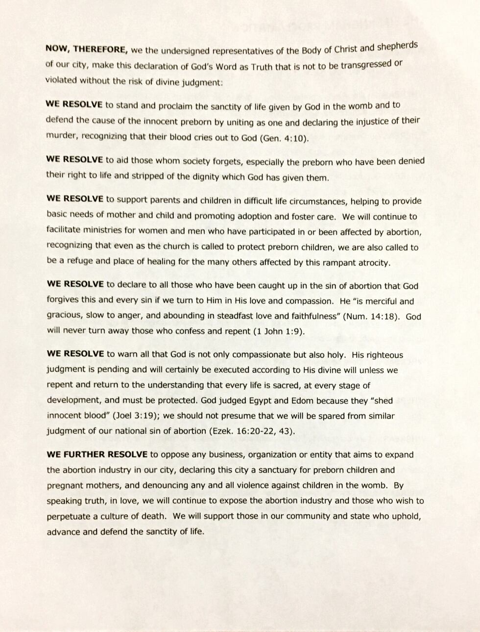 More than 100 Birmingham ministers signed a proclamation against Planned Parenthood and the...