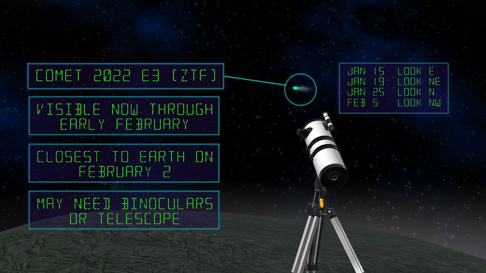 This green comet will pass through the predawn skies through early February.