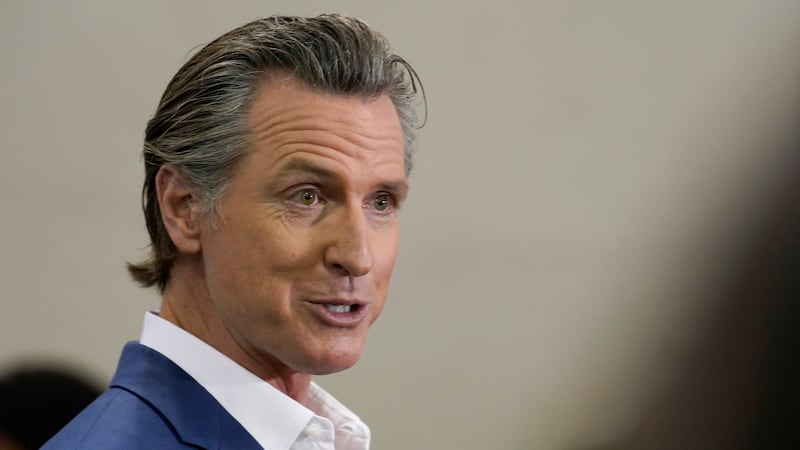 FILE – California Gov. Gavin Newsom speaks at a news conference in Sacramento, Calif.,...