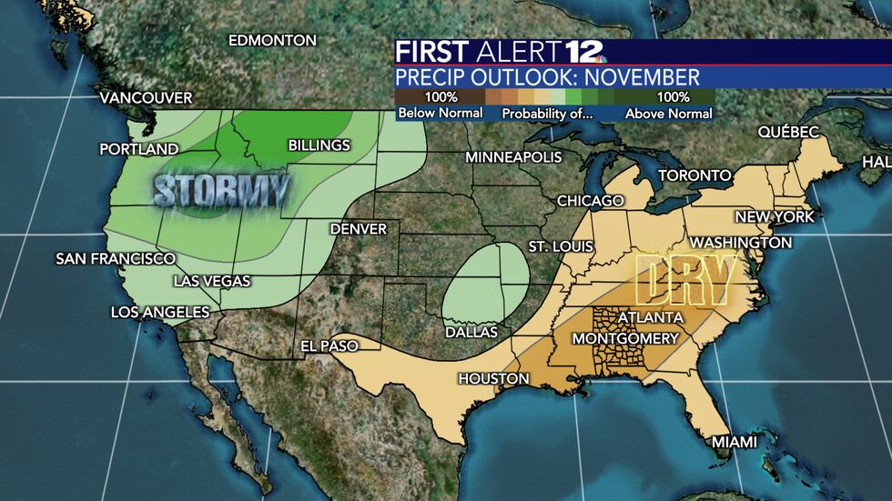 November is forecast to be drier than average overall.