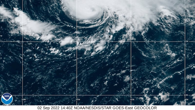 Tropical Storm Danielle is pictured in this GOES Image Viewer from the National Oceanic and...