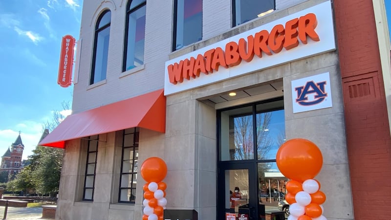 The orange-and-white-themed burger chain opened Monday morning near Toomer’s Corner.